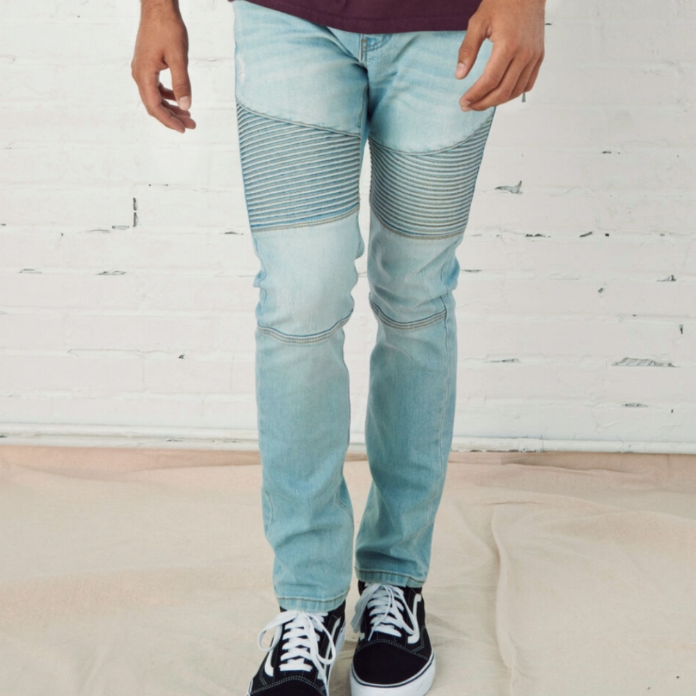 🔻OYW RSQ Seattle Skinny Taper Light Wash Moto Blue Denim Jeans NWT 31 32 33 - Picture 3 of 5